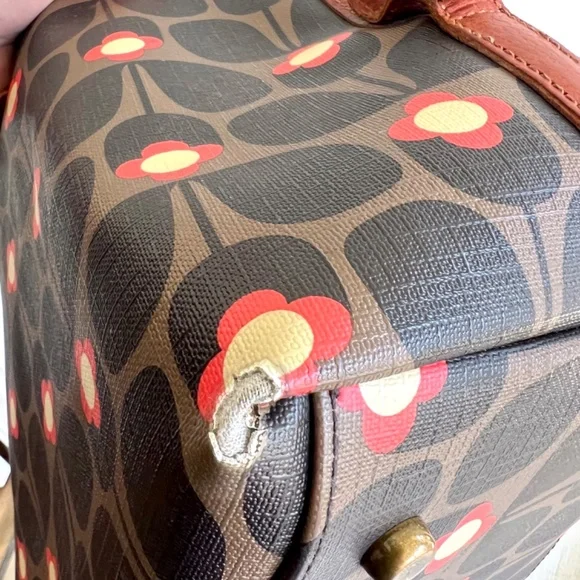 ORLA KIELY Large Coated Canvas Satchel Tote Bag with Leather Handles - Picture 16 of 16